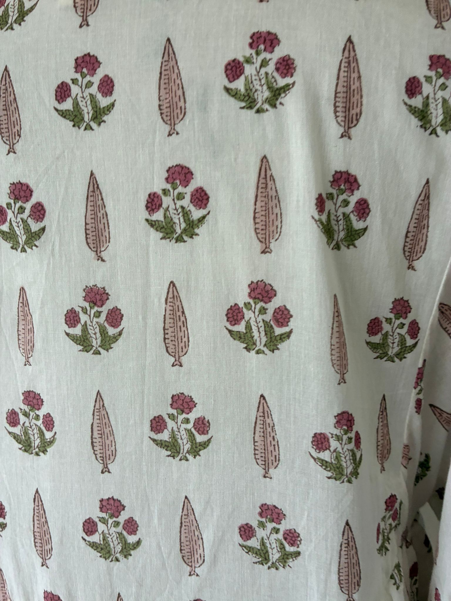 Soul Of Sita Lalita Cream Woodblock Print Maxi Dress 100% Cotton, Side Pockets And Border