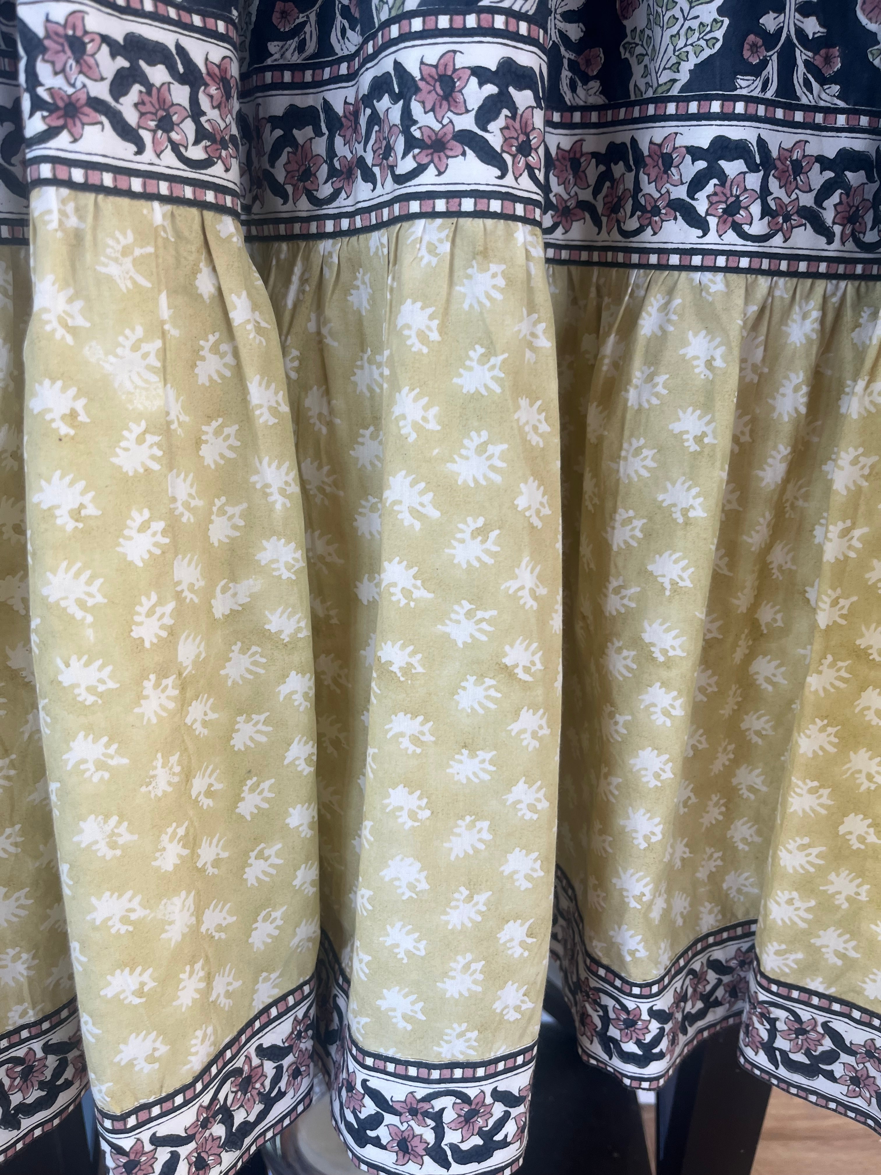 Soul Of Sita Lalita Ink Maxi Woodblock Print Dress, 100% Cotton