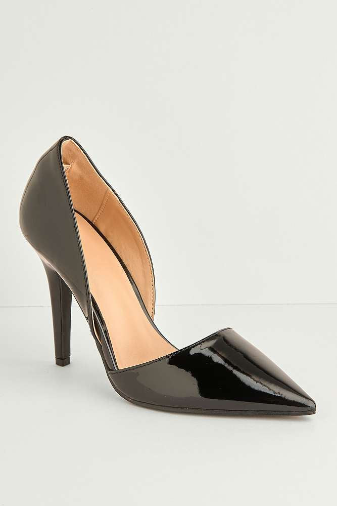 Milaya Cut-out Side Pointed Toe Court Shoes in Black