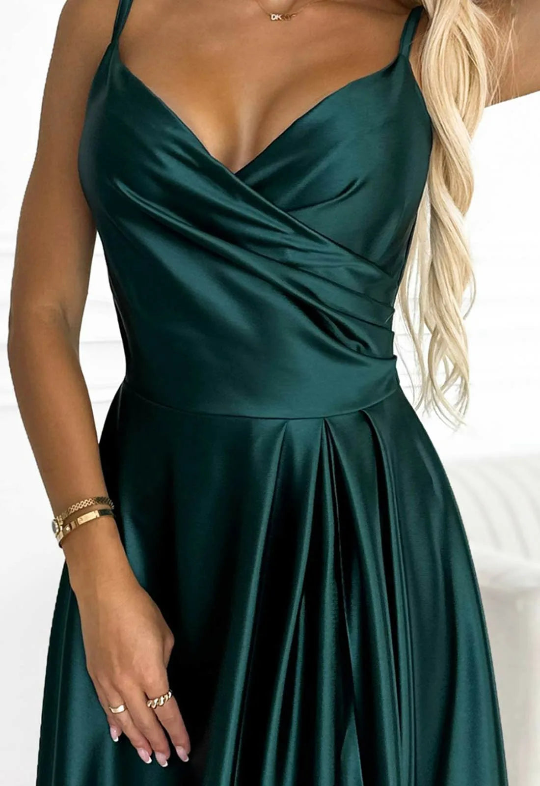 Long Green Chiara Satin Dress