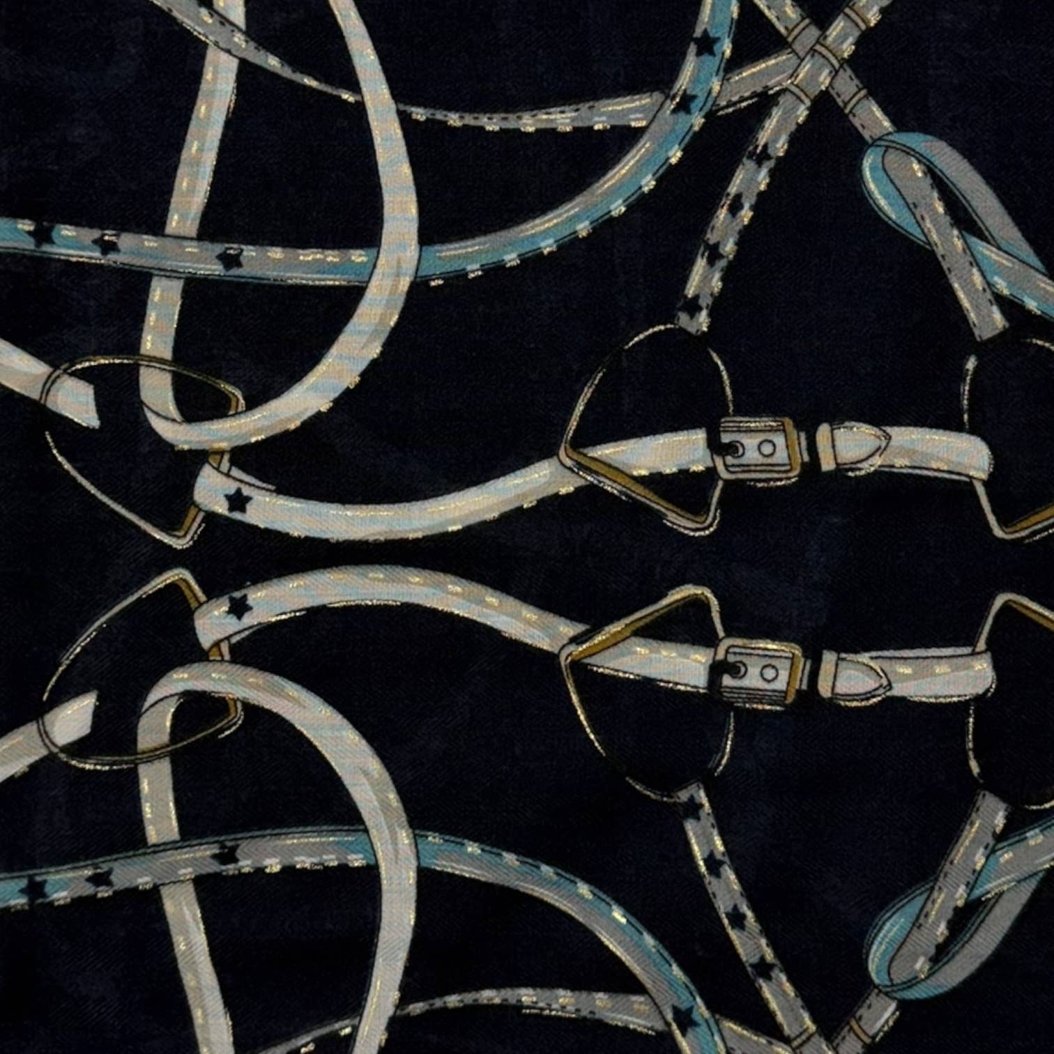 Soul Of Sita Horse Chain Lightweight Scarf : Navy Green