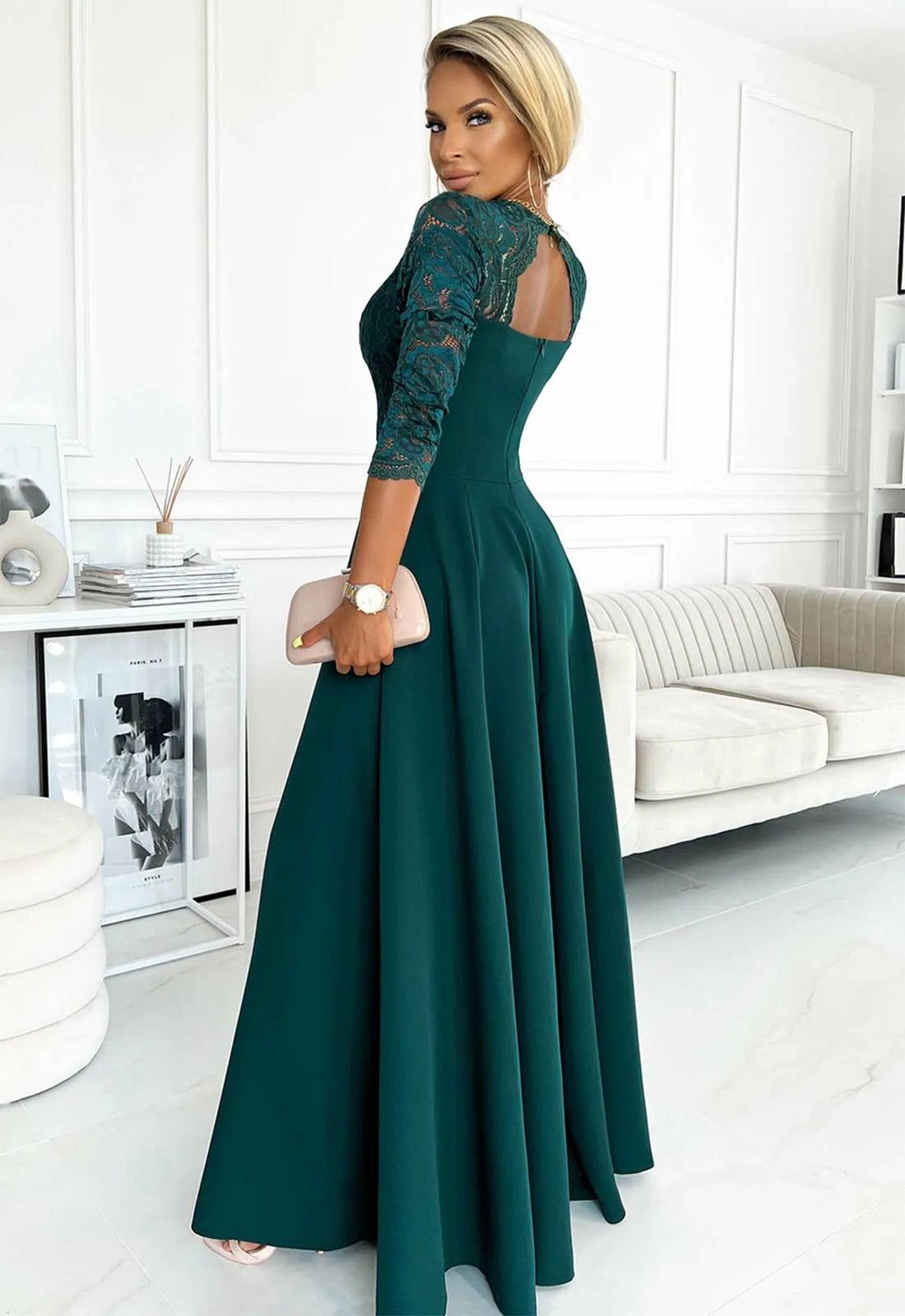 LBD Exclusive Green Amber Lace Dress