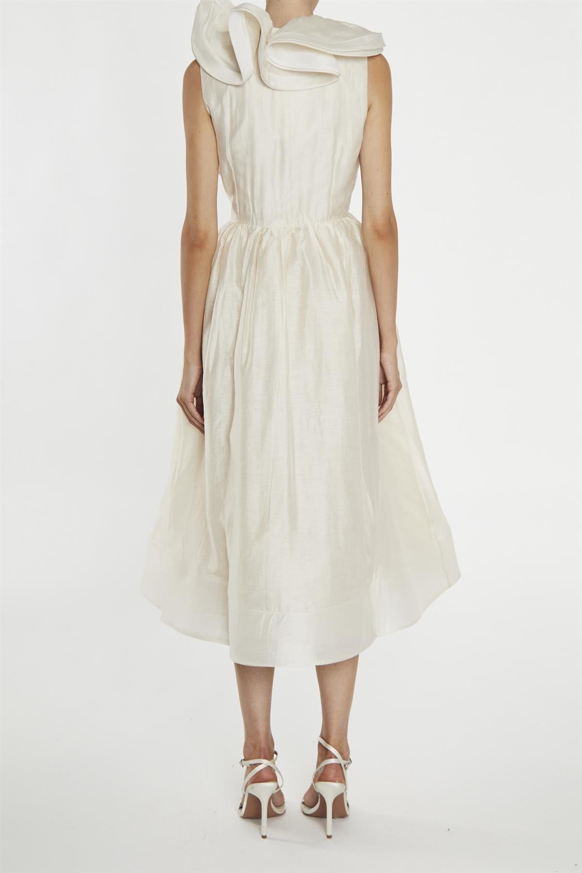 Peyton Cream Ruffle Midi Dress-image-2