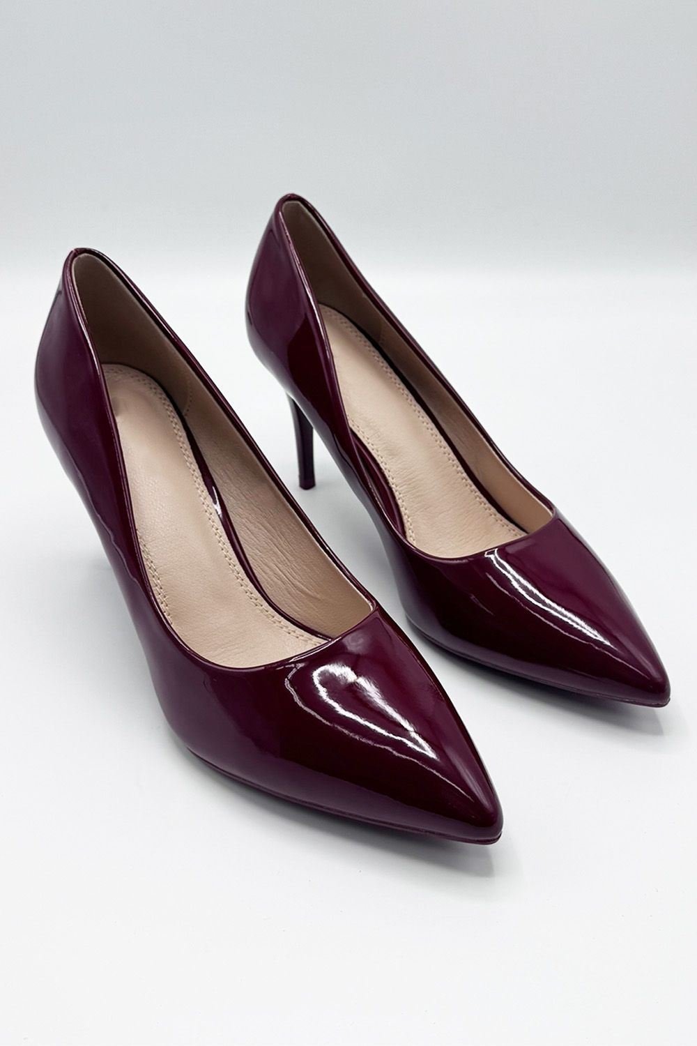 Miss Diva Wine Ingrid Pointed Toe Court Heels