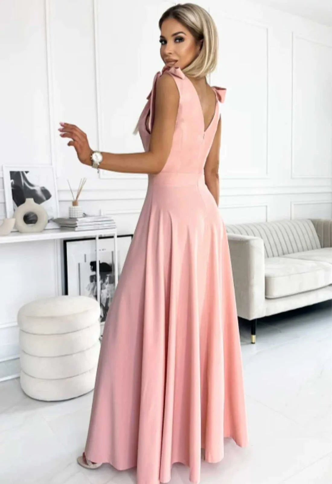 LBD Exclusive Peach Elena Maxi Dress