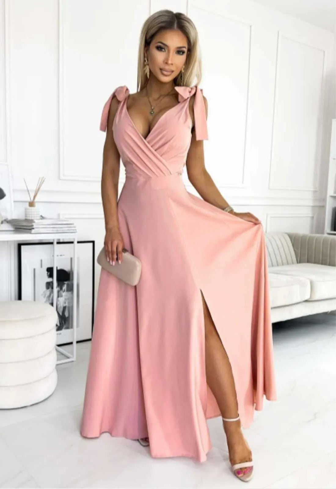 LBD Exclusive Peach Elena Maxi Dress