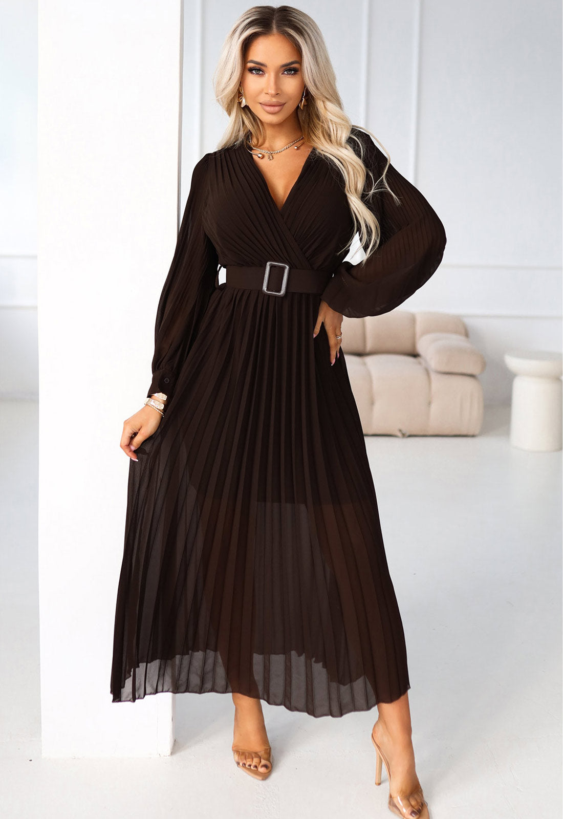 black Klara pleated dress