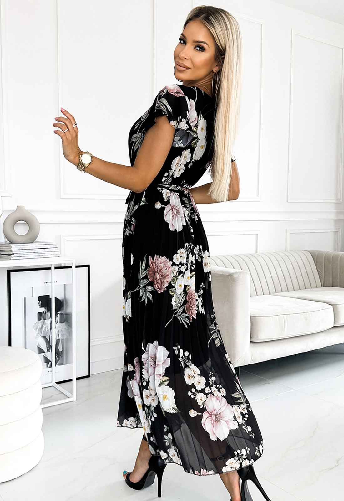 LBD Exclusive Lisa Spring Flowers on Dark Print Dress
