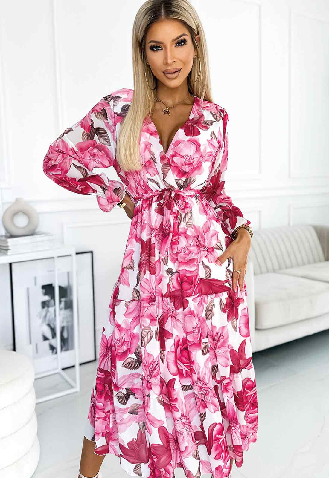 LBD Exclusive Pink Valentina Print Dress