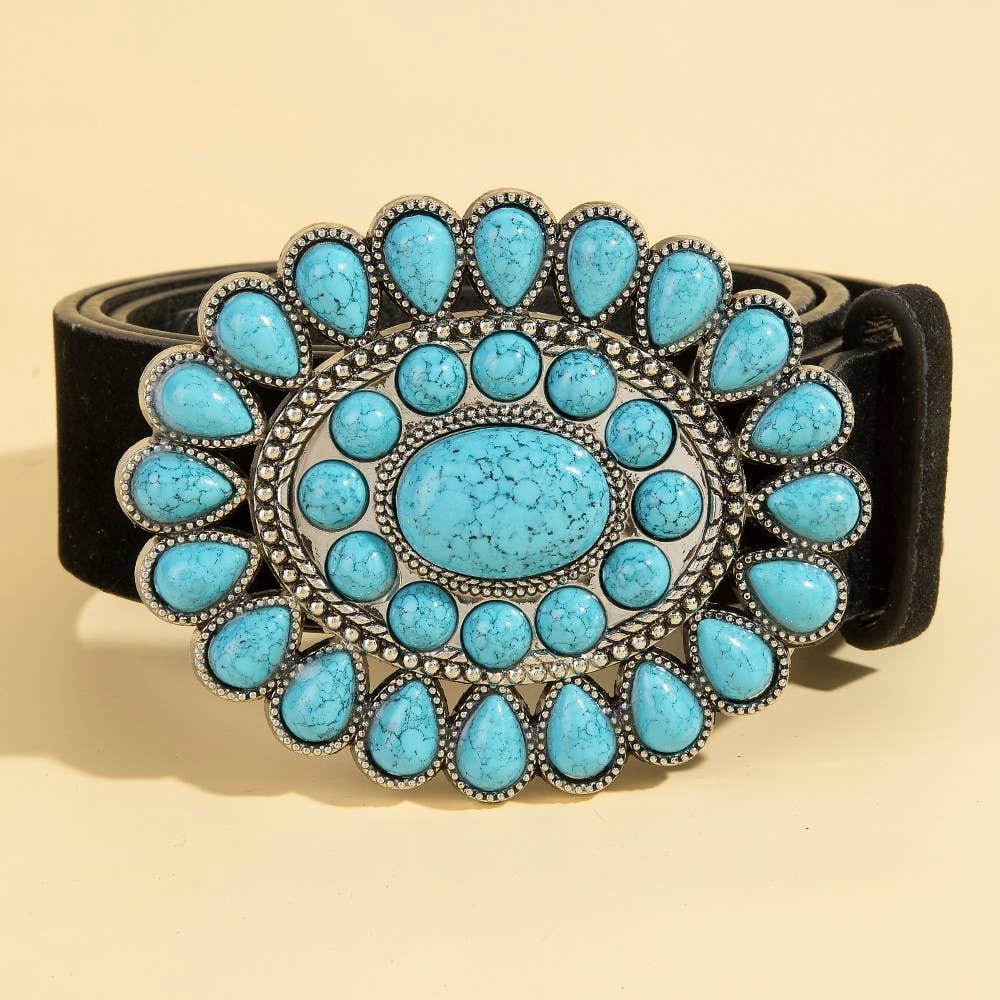 Soul Of Sita Western Concho Turquoise Stone Buckle Belt