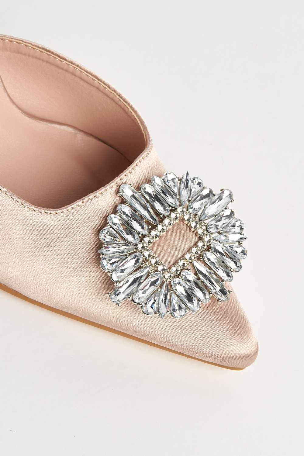 Miss Diva Champagne Amira Diamante Brooch Sling Back Court Shoes