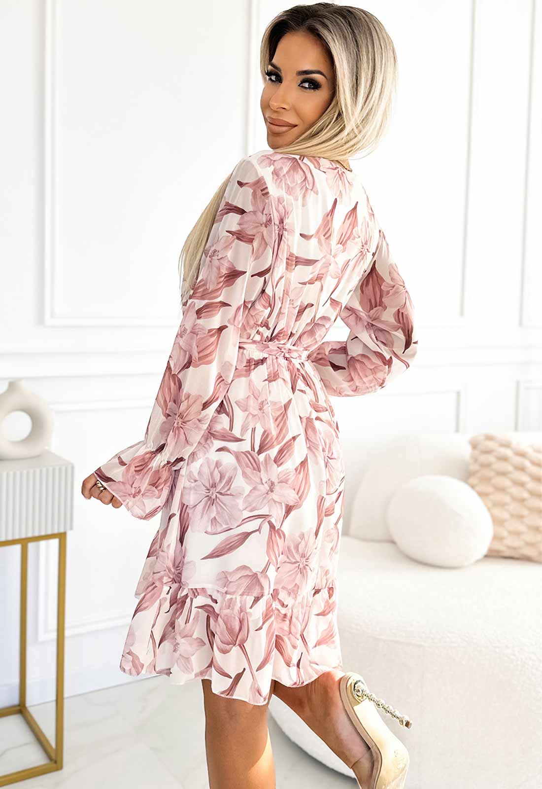 LBD Exclusive Beige Rebecca Print Dress