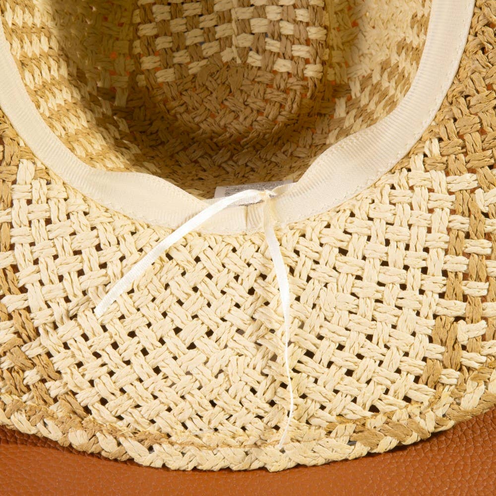Soul Of Sita Two Tone Straw Braided Patches Cowboy Hat: Ka