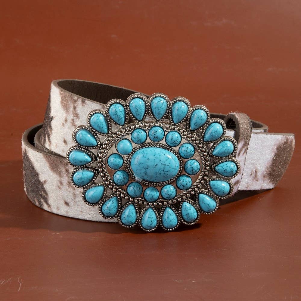 Soul Of Sita Western Concho Turquoise Stone Buckle Belt: Dco