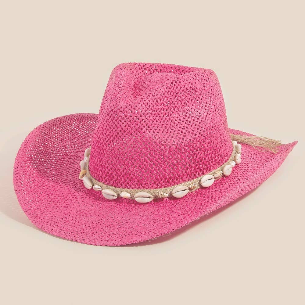 Soul Of Sita Straw Weave Cowrie Shell Rope Strap Cowboy Hat: Iv