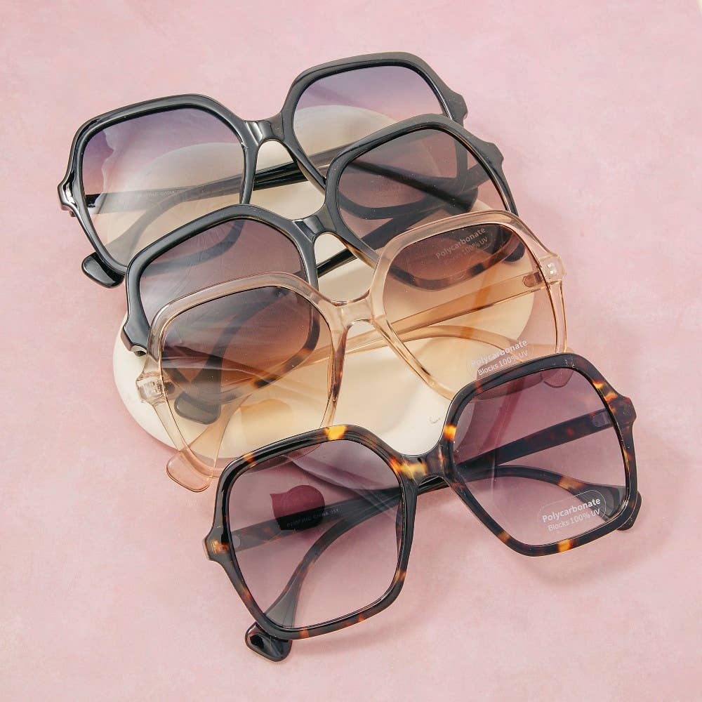 Oversized Tortoise Fashion Frame Sunglasses Set: ASSORTED