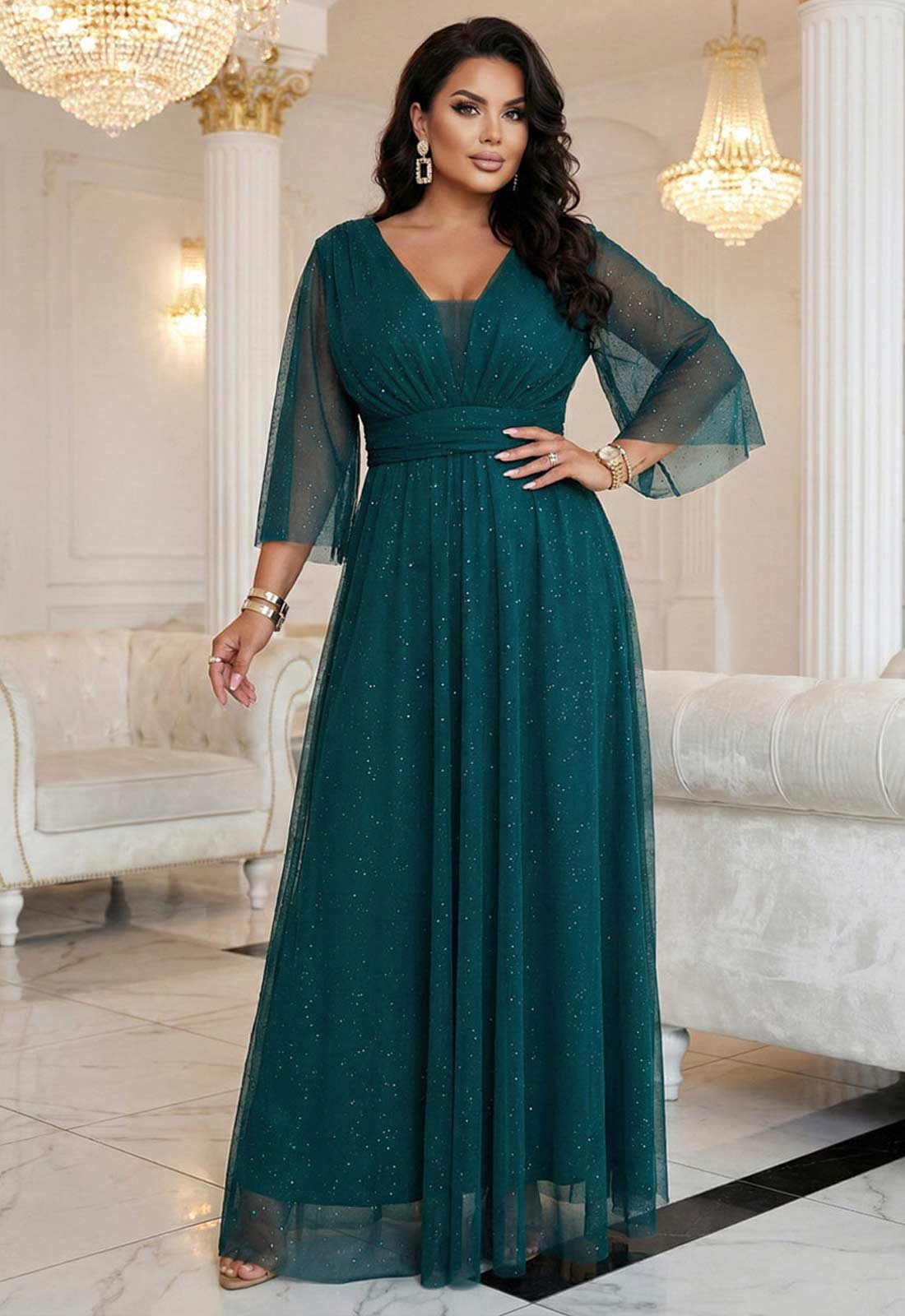 LBD Exclusive Green Caitlin Plus Size Dress