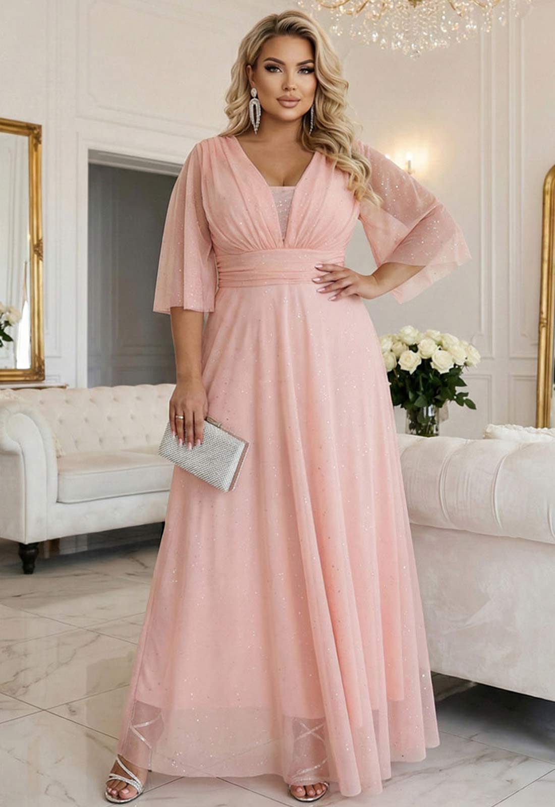 LBD Exclusive Peach Caitlin Plus Size Dress