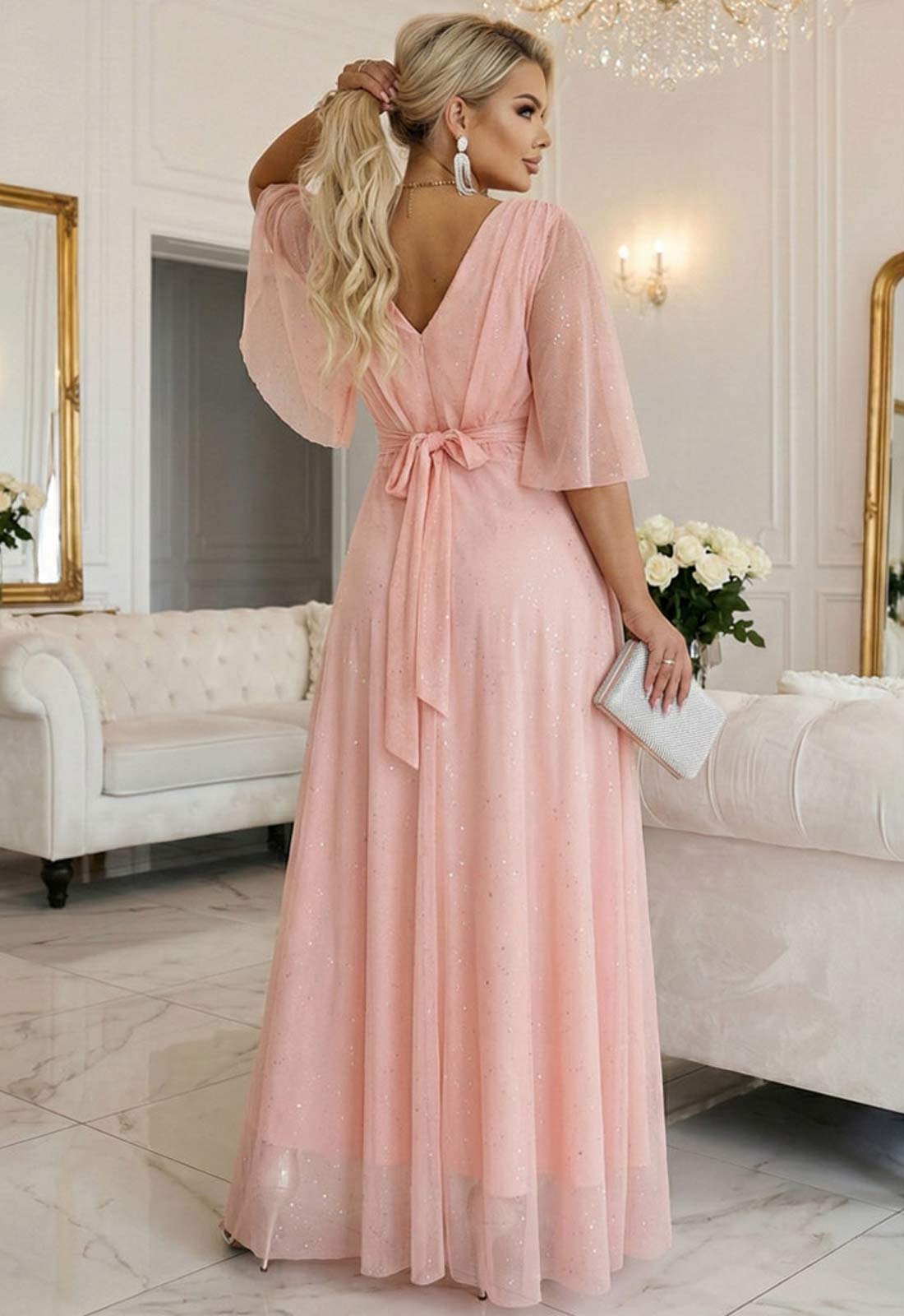 LBD Exclusive Peach Caitlin Plus Size Dress