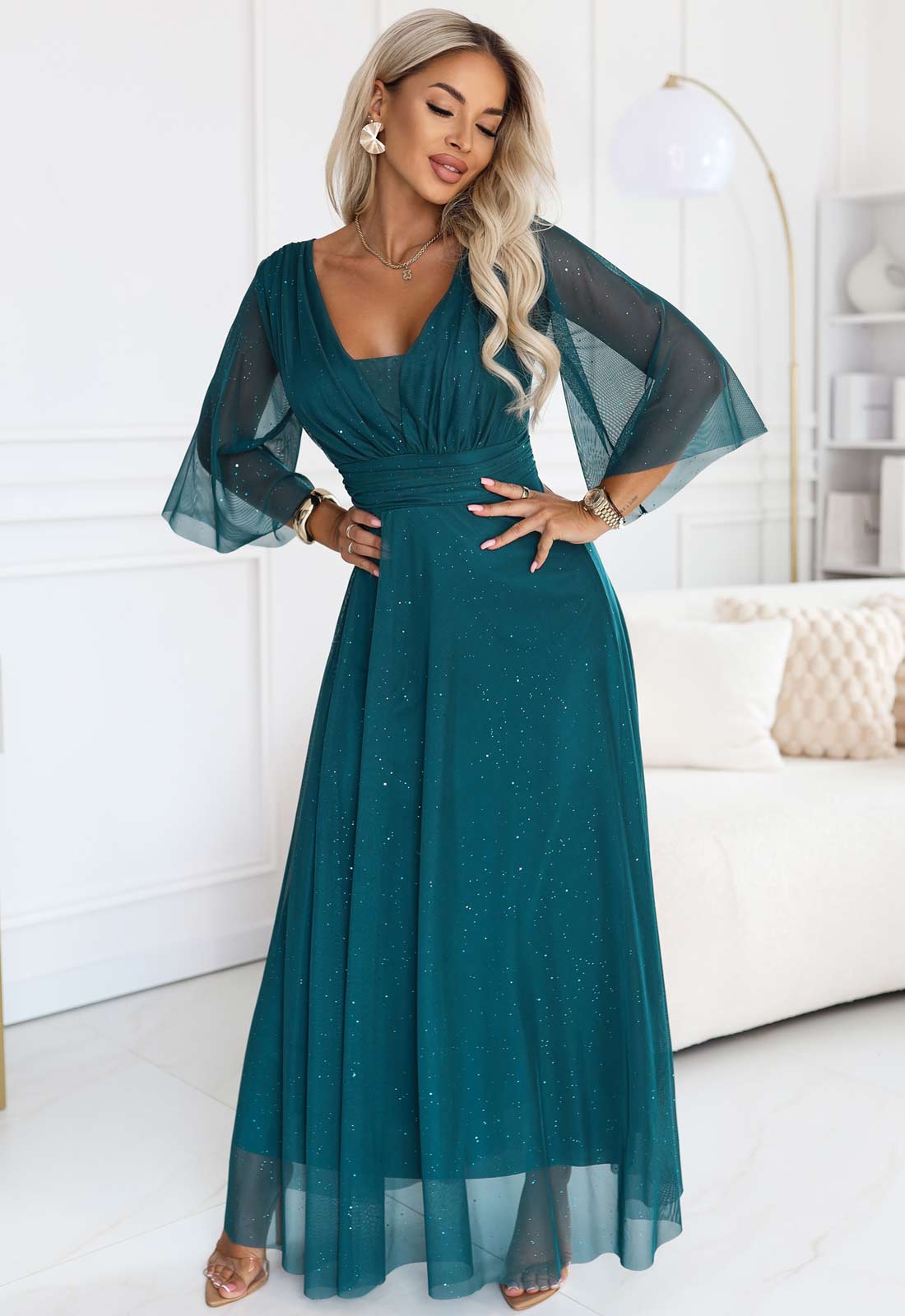 LBD Exclusive Green Solenne Maxi Dress