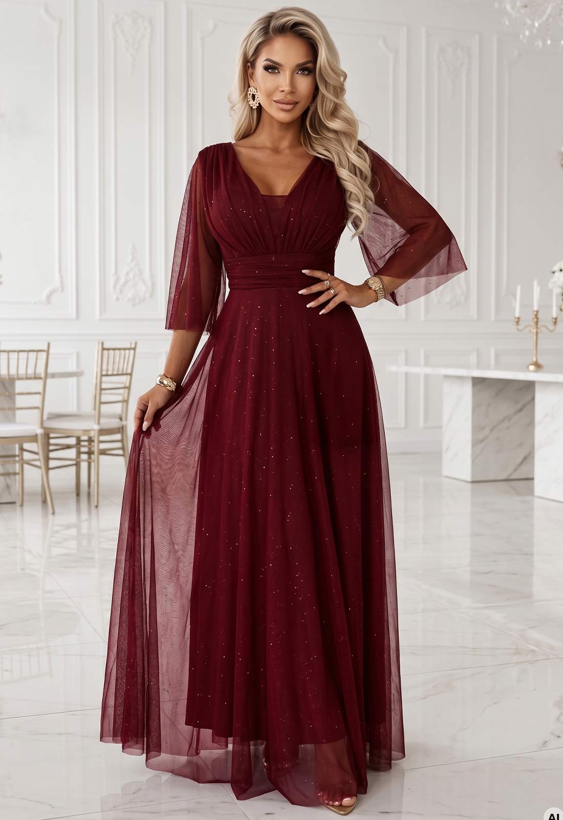 LBD Exclusive Burgundy Solenne Maxi Dress