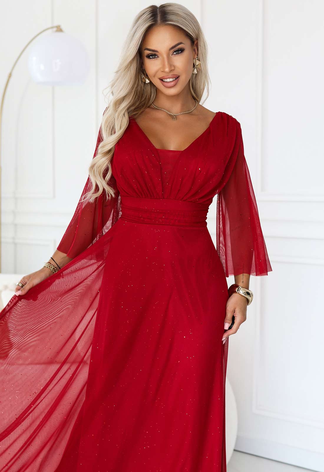 LBD Exclusive Red Solenne Maxi Dress