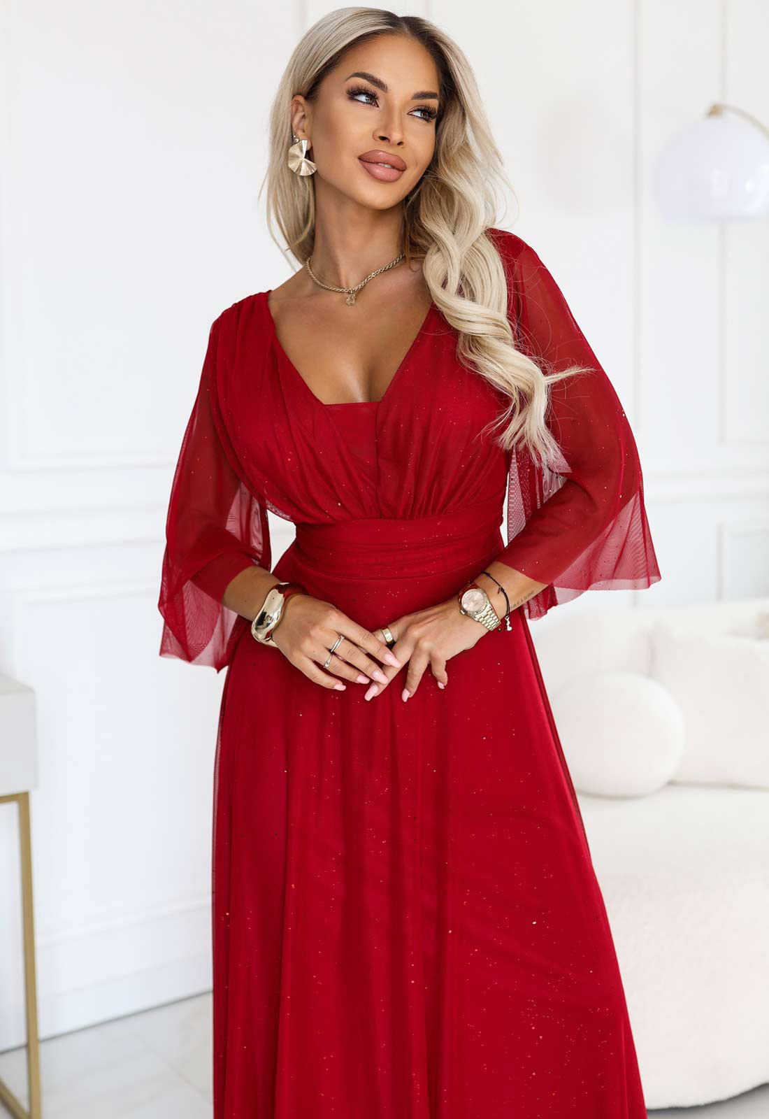LBD Exclusive Red Solenne Maxi Dress
