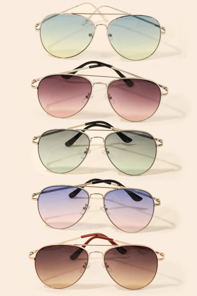 Oversized Double Bridge Fashion Aviator Sunglasses: MULTI