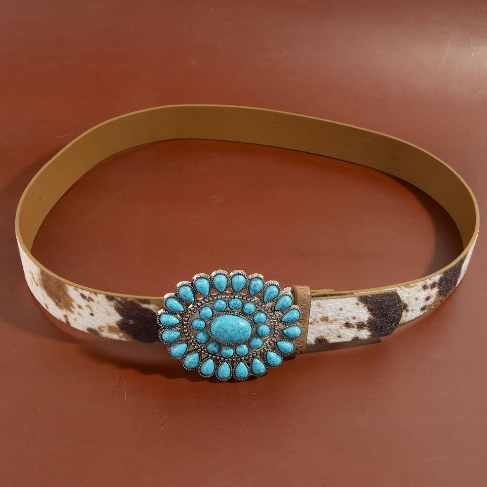 Soul Of Sita Western Concho Turquoise Stone Buckle Belt: Dco