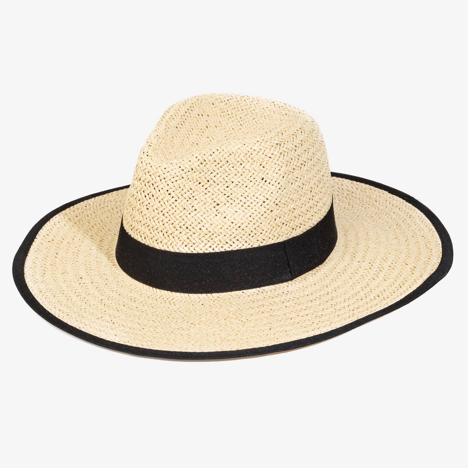 Soul Of Sita Straw Braided Ribbon Band Fedora Hat: Bk