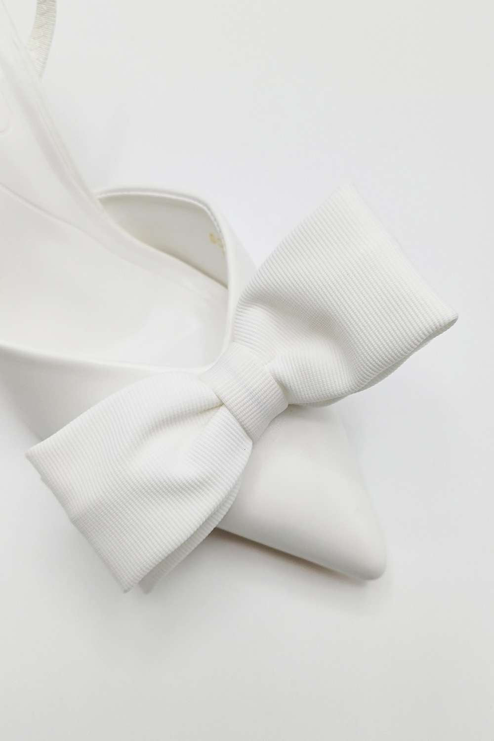 Jaycee Bow Detail Slingback Court Shoes in White