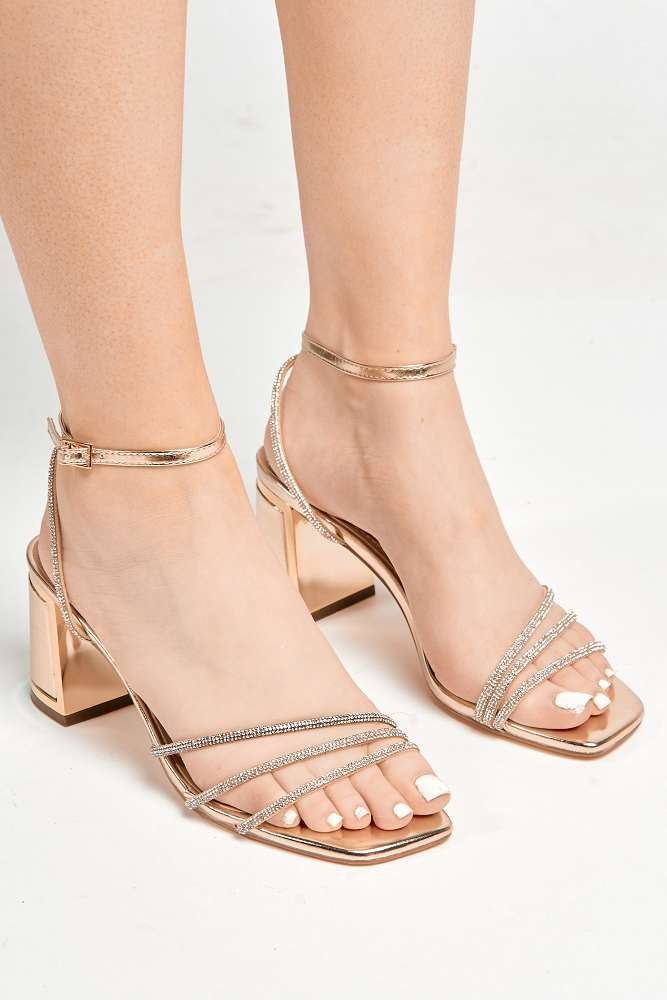 Miss Diva Gold  Alyanna Diamante Sandals