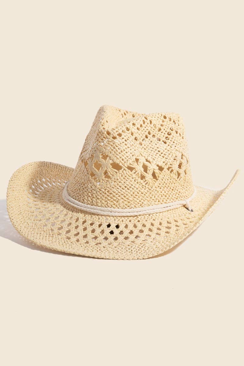 Double Strap Western Straw Hat: KA