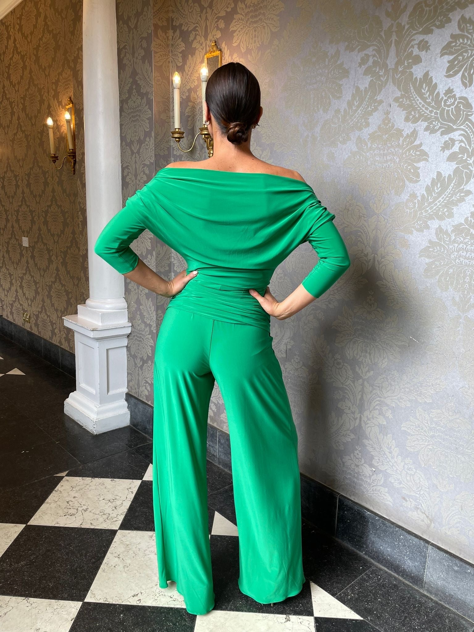 Atom Label Emerald Green Carbon Jumpsuit with Sleeves