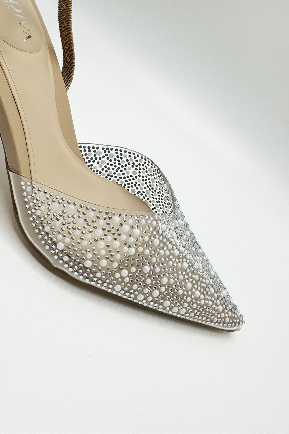 Miss Diva Kiana Diamante  Court Shoes in Nude