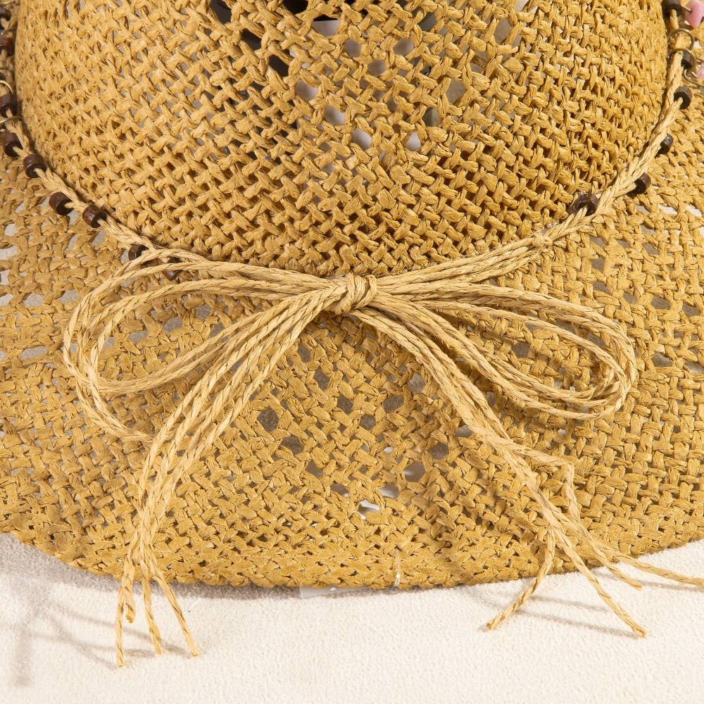Soul Of Sita Beaded Strap Straw Cowboy Hat: Iv