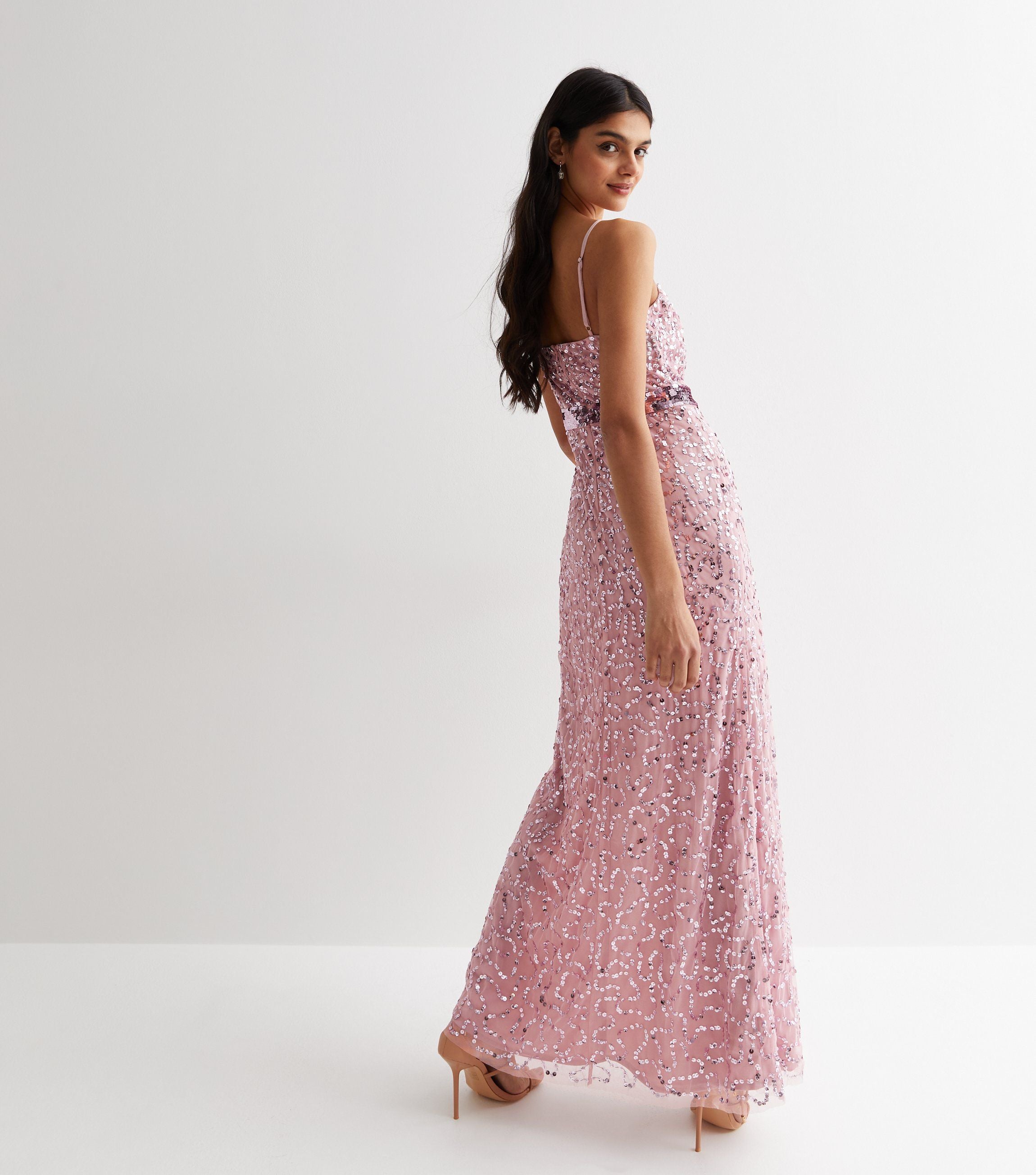 Gini London Blush Embelish Strappy Maxi Dress