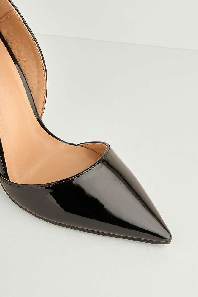 Milaya Cut-out Side Pointed Toe Court Shoes in Black