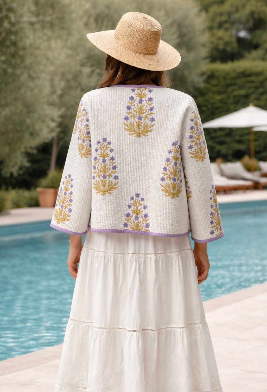 Soul Of Sita Peony Woodblock Print Cotton Jacket - Reversible