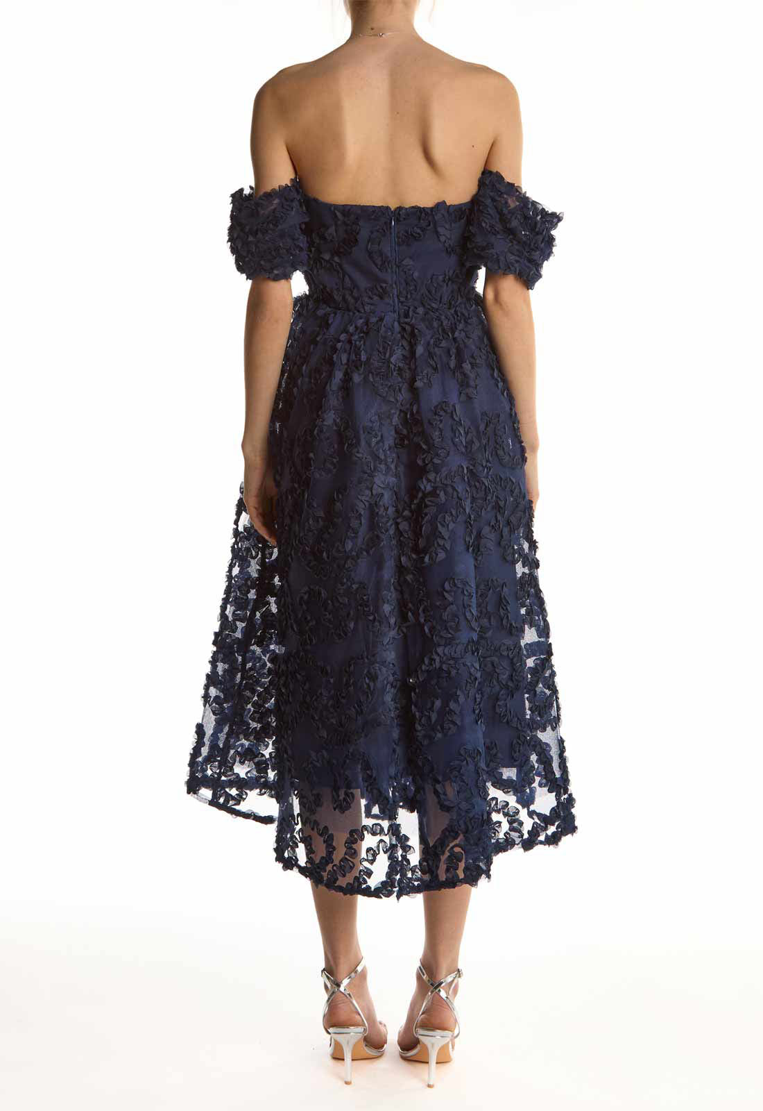 True Decadence Navy Amelia Bardot Bust Cup Midi Dress
