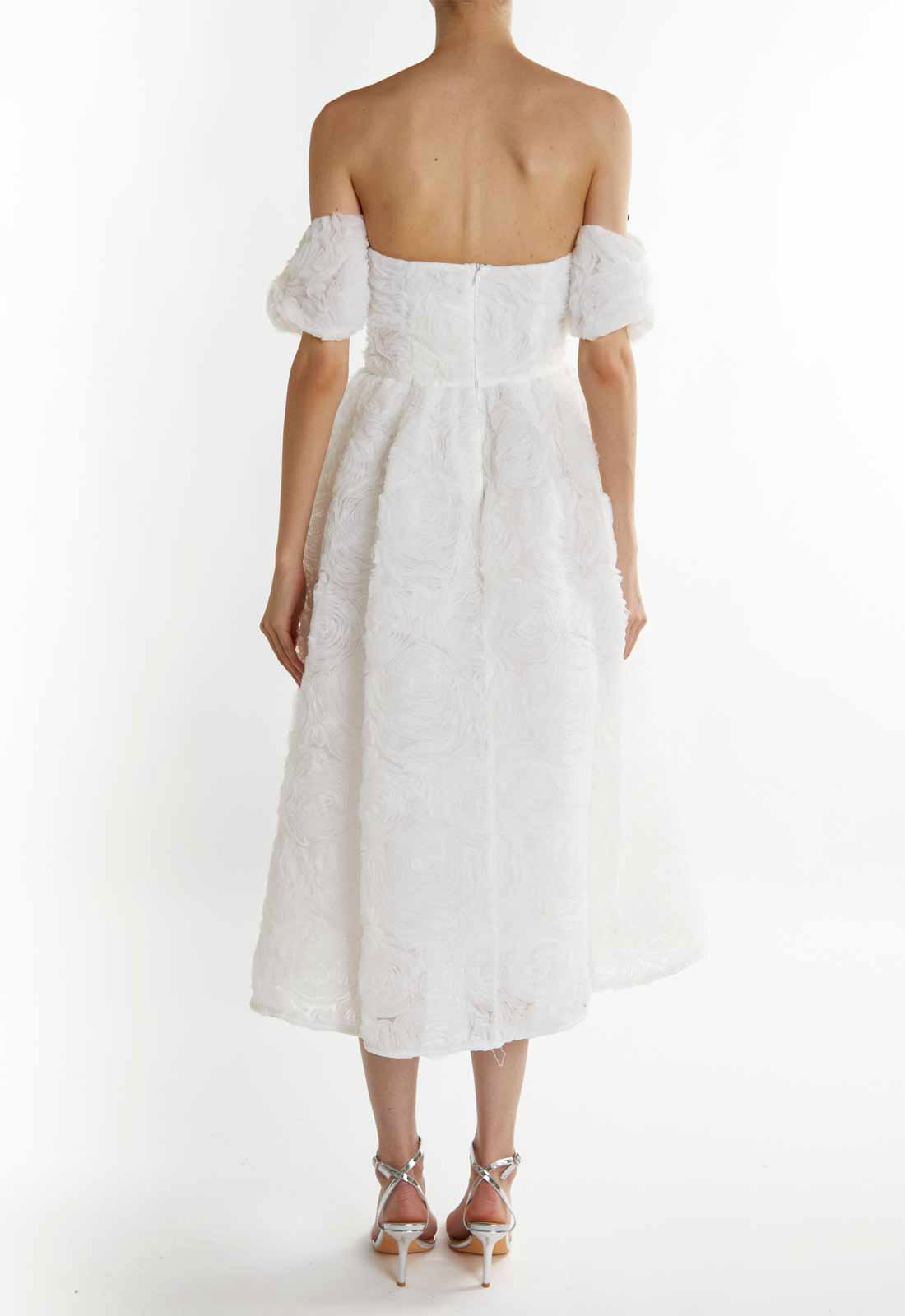 True Decadence White Amelia Bardot Bust Cup Midi Dress