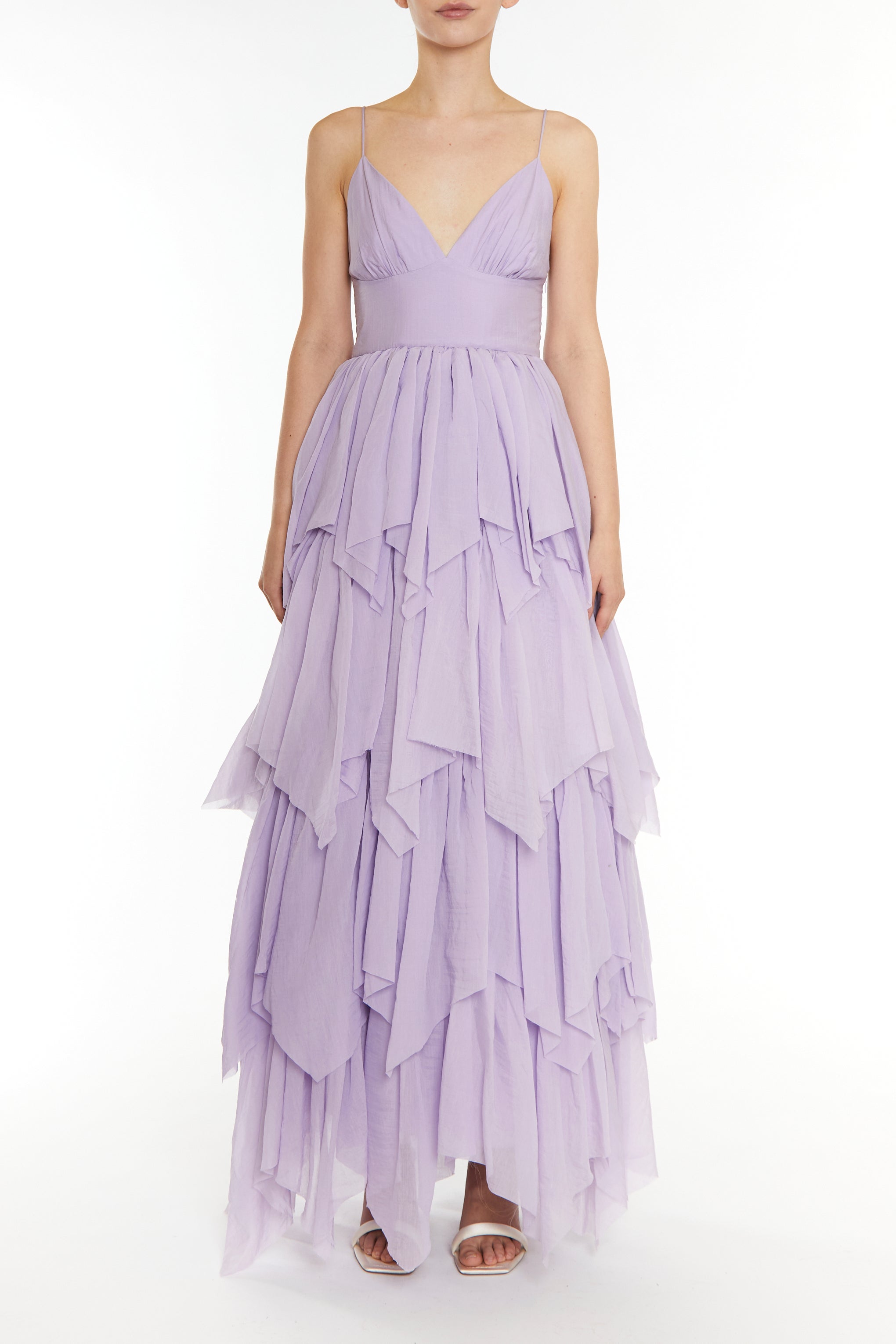 Sadie Lilac Layered Hanky-Hem Tulle Maxi Dress-image-1