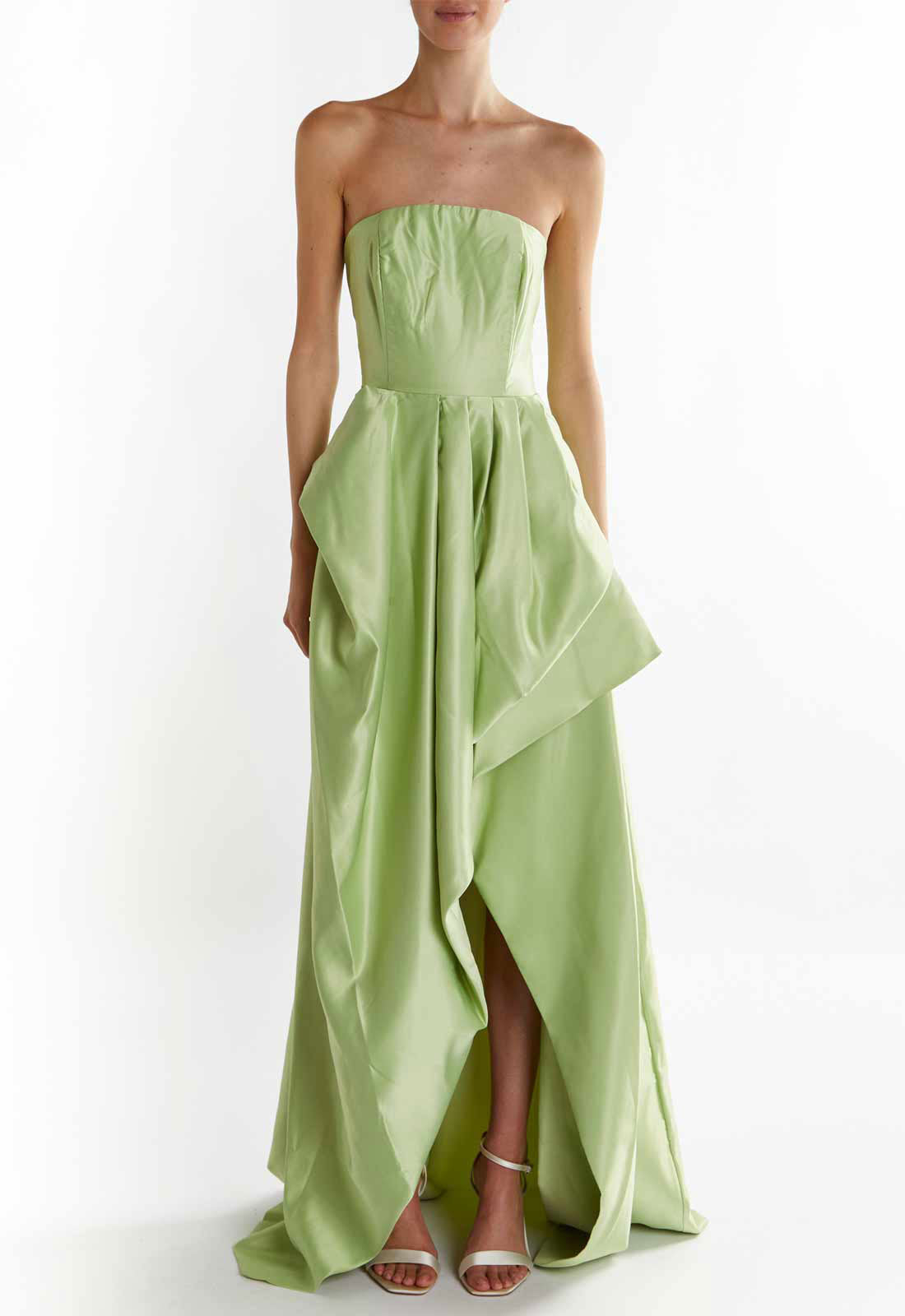 True Decadence Soft-Green Emma Hi-Low Hem Maxi