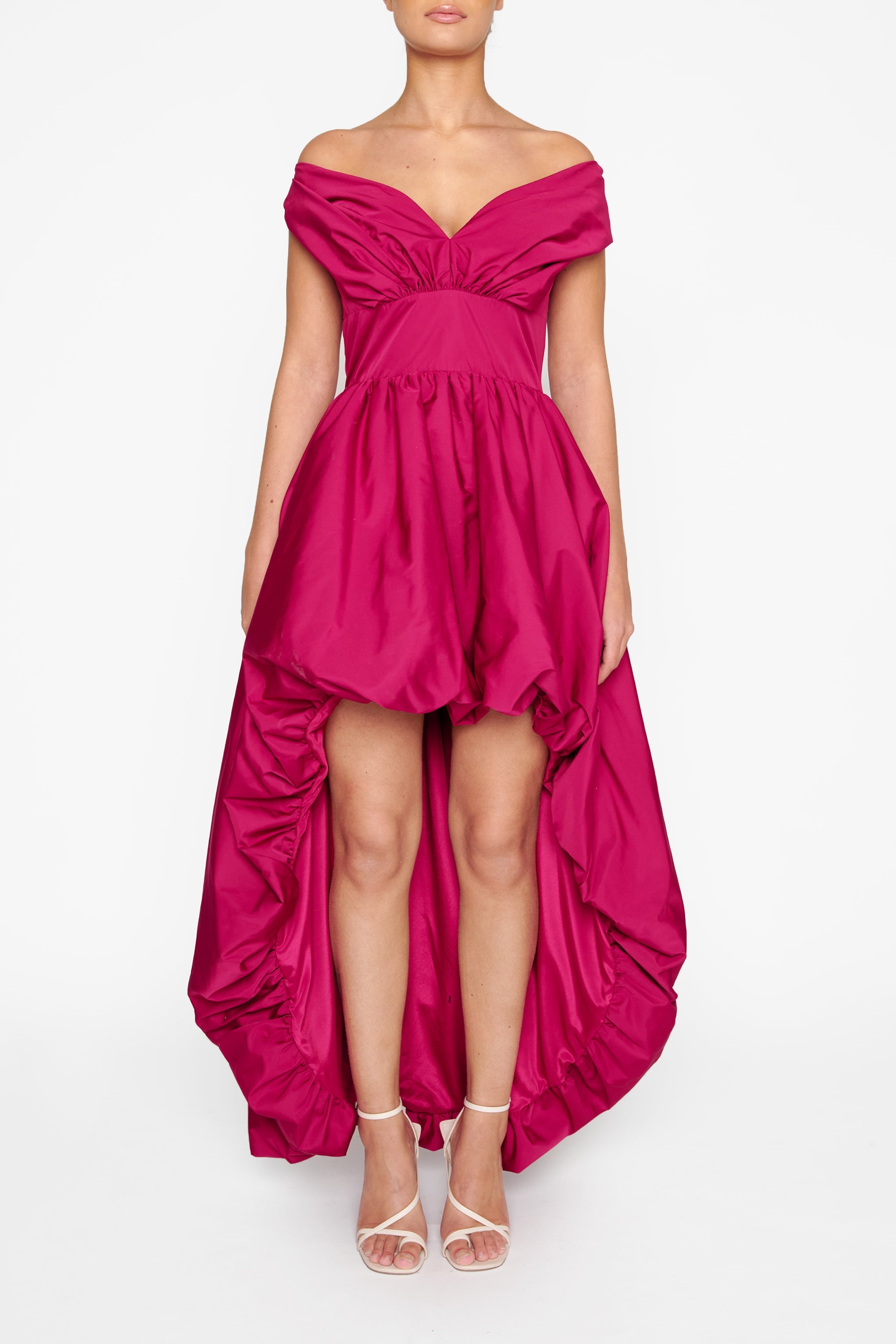 Dora Mulberry Bardot Waterfall Maxi Dress-image-1