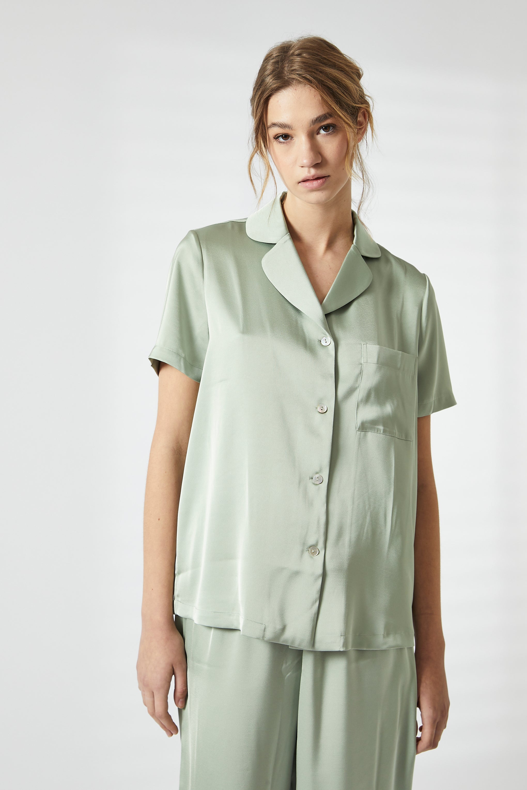Sage Green Satin Pyjama Set-image-5