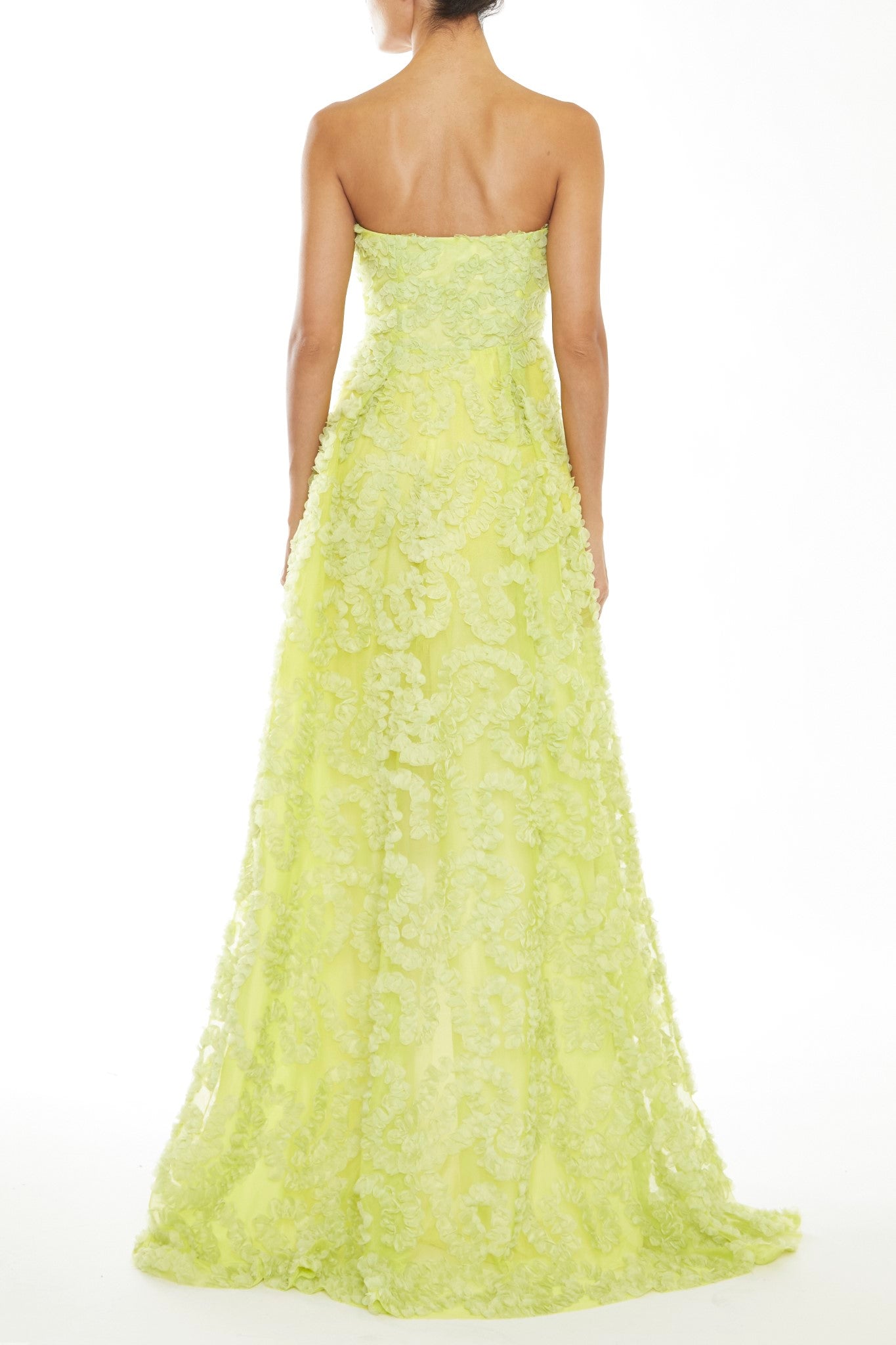 Eden Apple Green Applique Strapless Hi-Low Dress-image-2