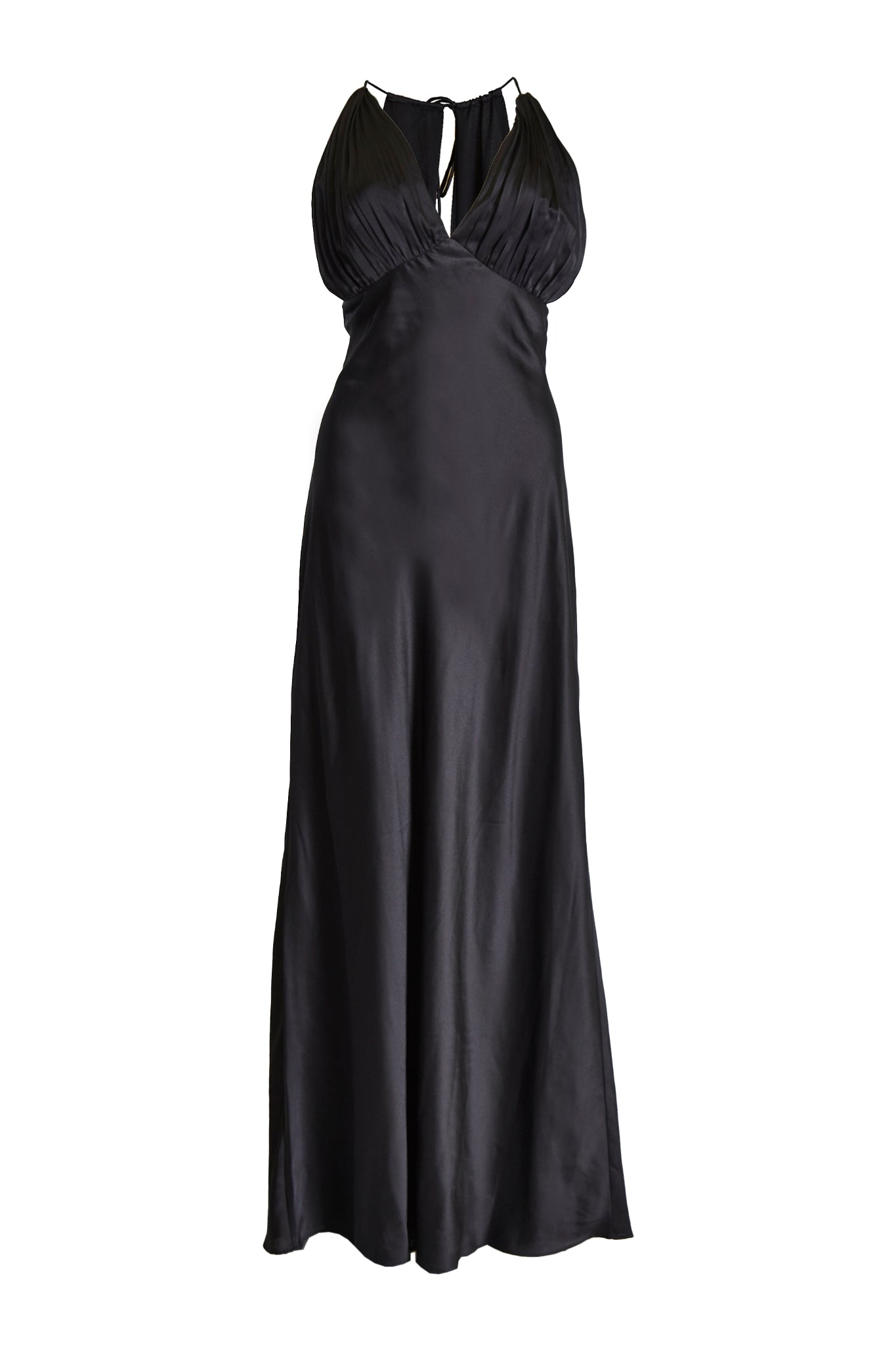 Marilyn Black Pleated Halterneck Midaxi Dress-image-3