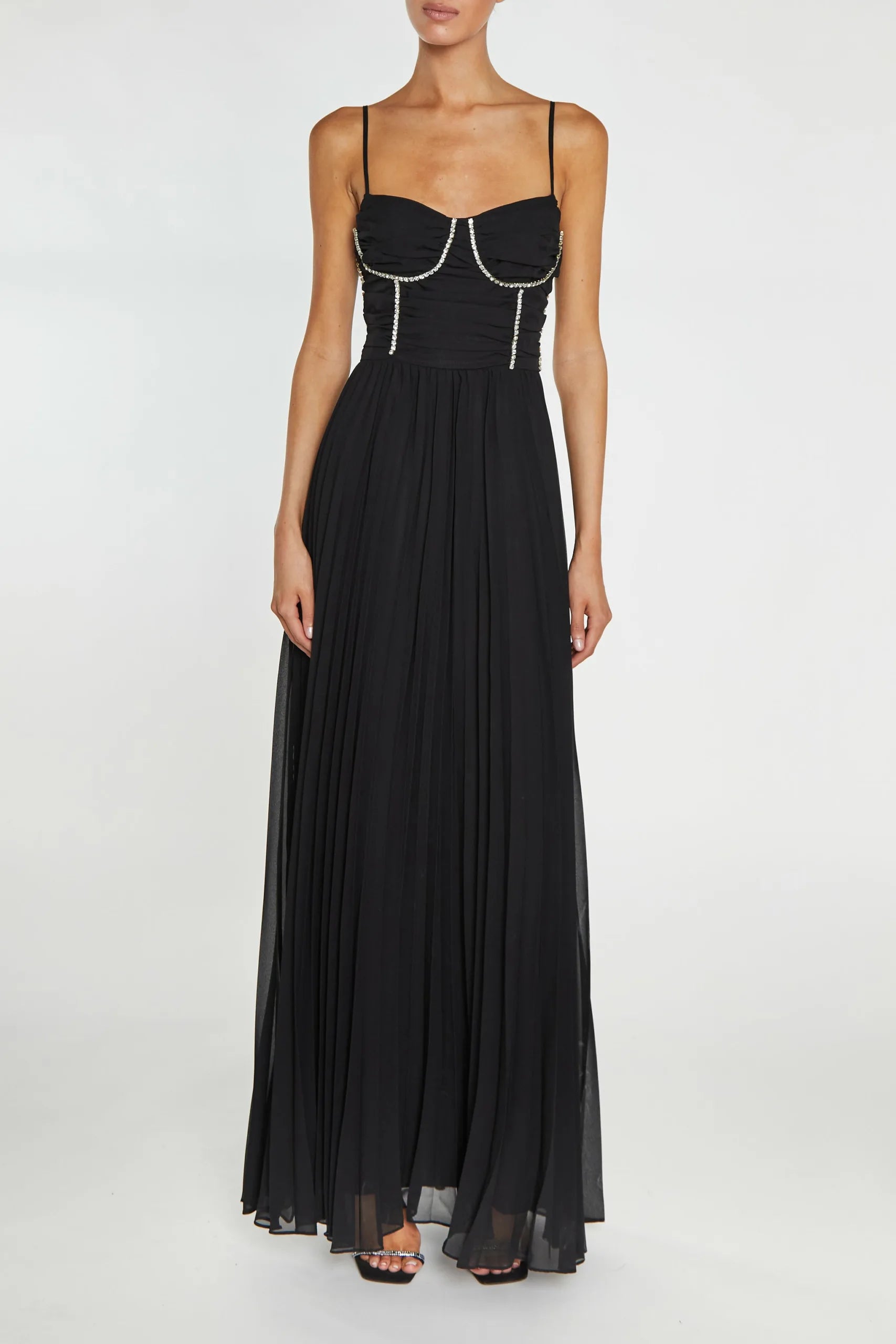 True Decadence Elaina Black Diamante Trimmed Bust Maxi Dress