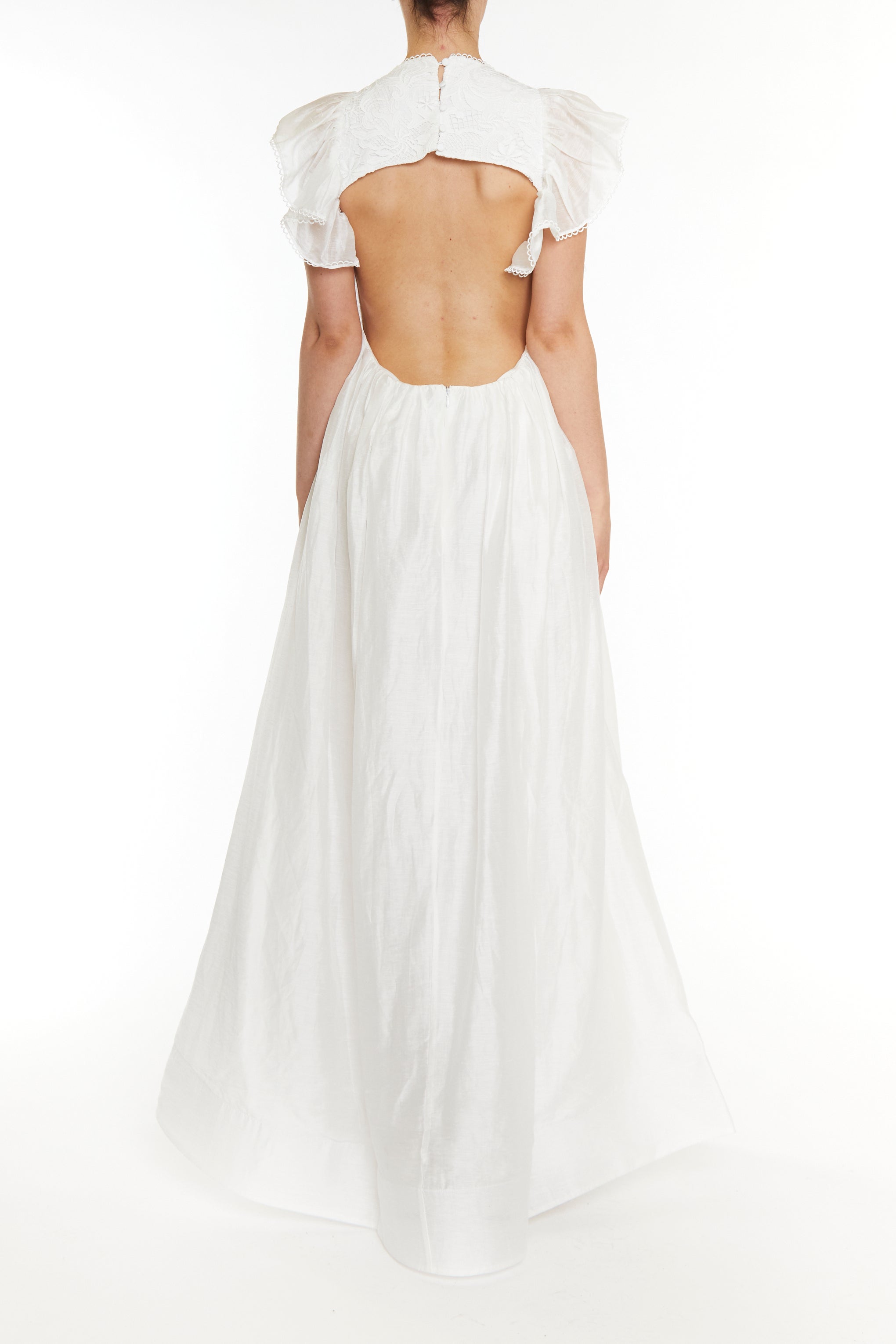 Birdie White Open Back Maxi Dress-image-2