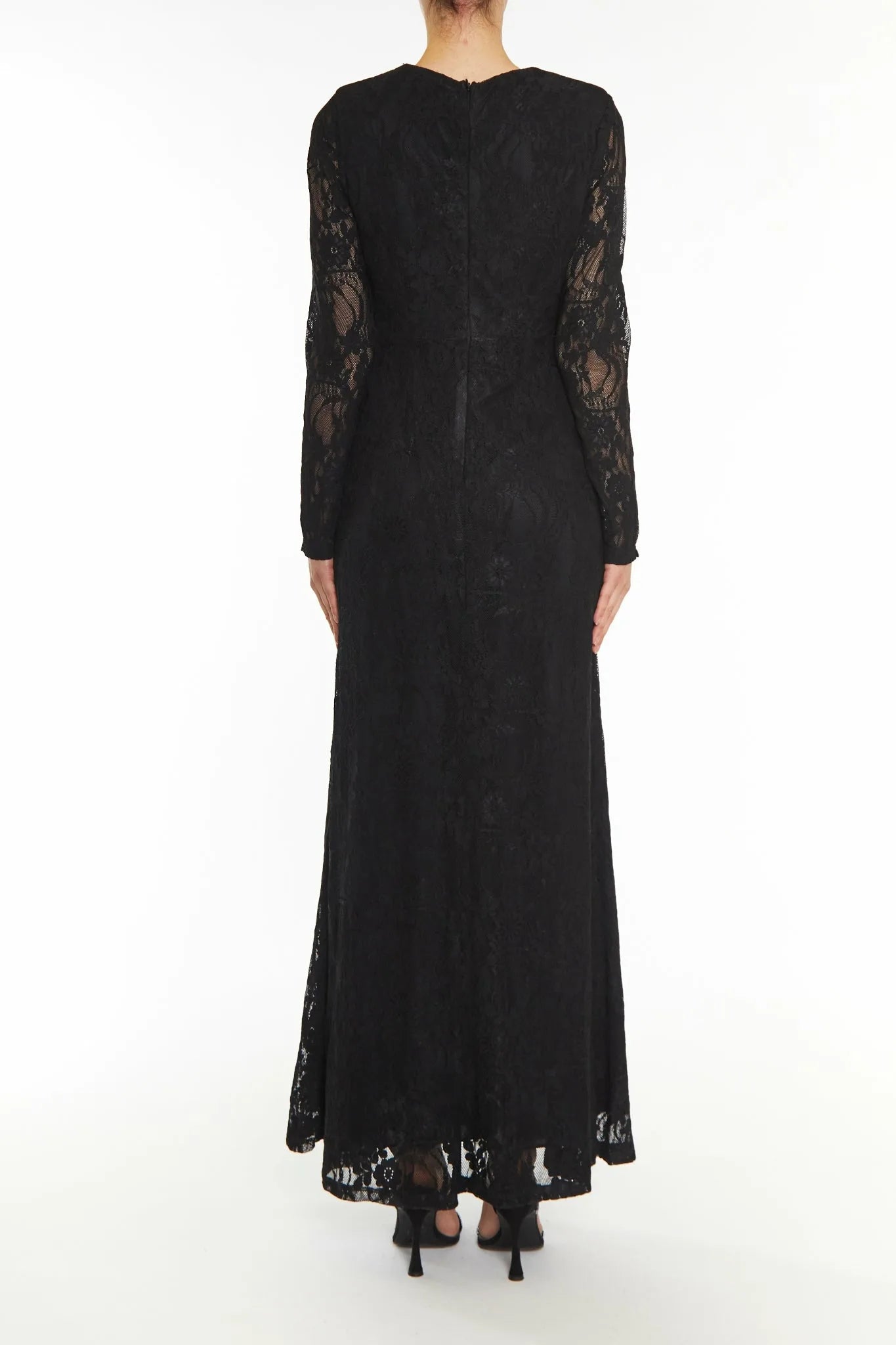 True Decadence Black Siena Lace Maxi Dress